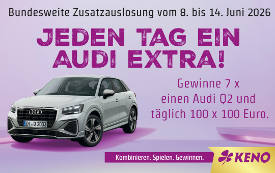 KENO Zusatzauslosung vom 8. bis 14. Juni 2026