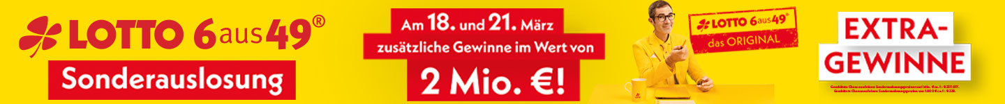 LOTTO 6aus49-Sonderauslosung am 18. und 21. M&auml;rz 2026